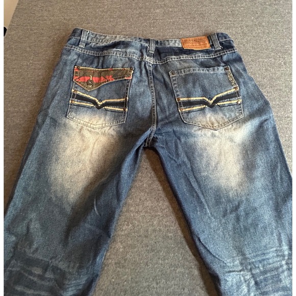 Parish Nation Other - Parish Nation Distressed Denim Jeans Mens Size 40 Blue Wash Embellished Pockets